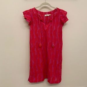 Vineyard Vines Red & Pink Embroidered Dress